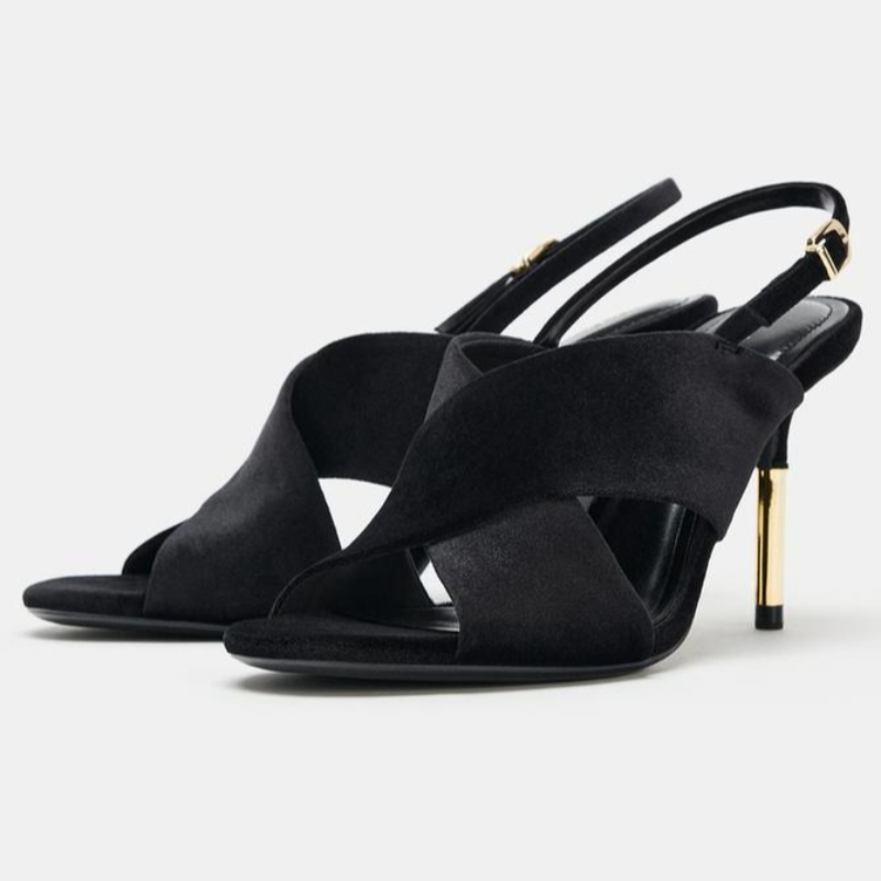Crossfit Lady - Designer Suede Wide Cross Strap Heeled