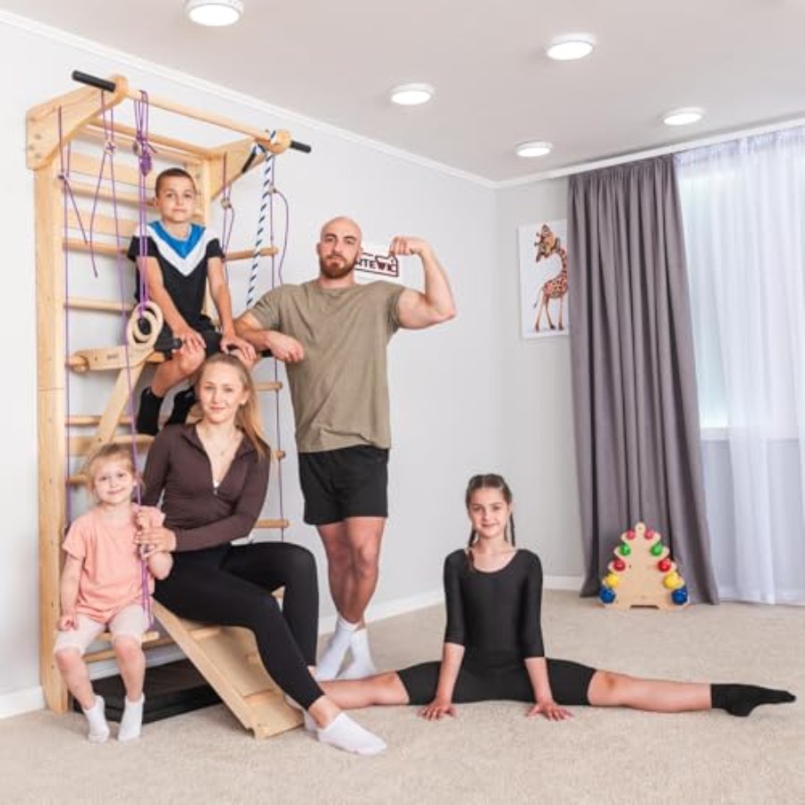 Swedish Ladder Wall Bars with  - Gymnastic Ring Wood recensie en prijs